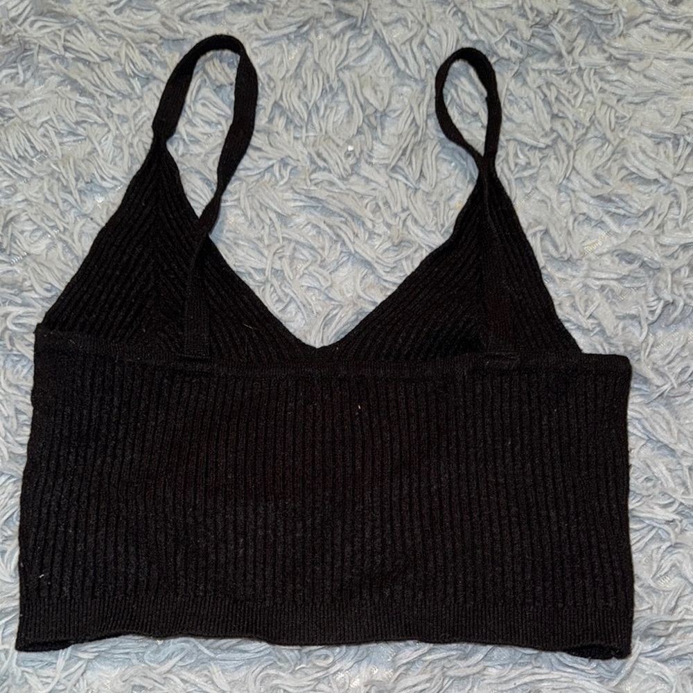 Black Ribbed Women's Top - Picture 3 of 3